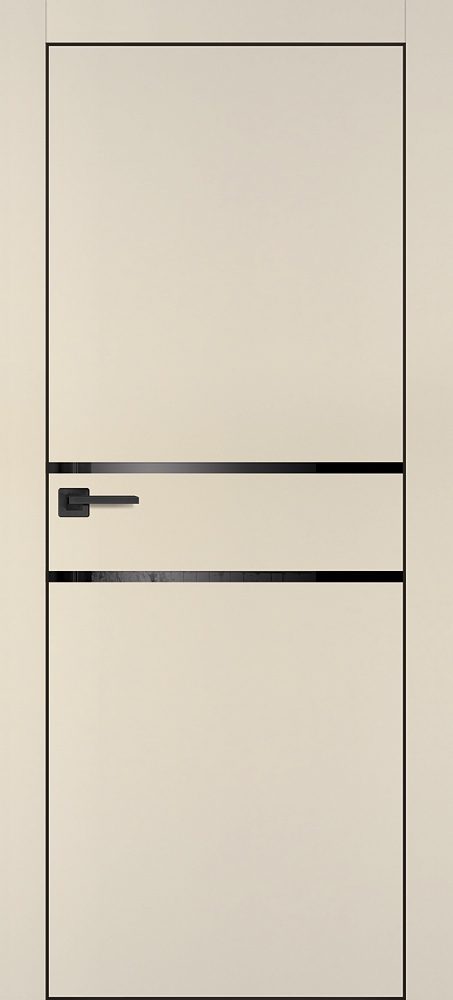 Межкомнатная дверь PX-18 черная кромка с 4-х ст. Бежевый матовый