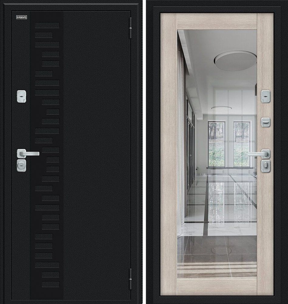 Фото Дверь Браво Thermo Флэш Декор-2 Букле черное/Cappuccino Veralinga DIS006773