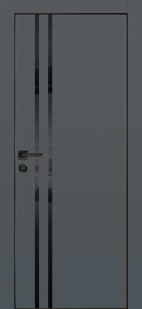 Межкомнатная дверь PX-11  черная кромка с 4-х ст. Графит матовый